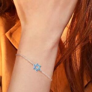 Sterling Silver Blue Opal Star of David Bracelet‼️❤️Feminine and Dainty